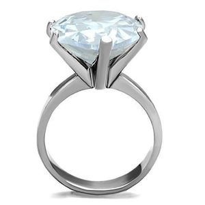 TK1750 - Anello in Acciaio Inossidabile Lucidato a Specchio con Zirconi Cubici di Grado AAA - Piatti e Stoviglie - Product Image 3
