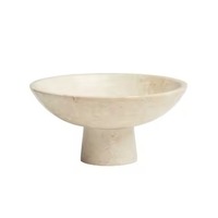 Bol sur piédestal en marbre beige naturel, fait main, en pierre massive, pour servir les fruits, centre de table élégant, décoration pour la maison et l'hôtel