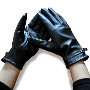 Gants en cuir pour femmes, mode hiver, compatibles écran tactile, doublés, coupe-vent, chauds, pour la conduite, en provenance du Pakistan - Product Image 4