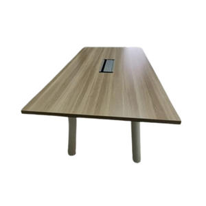 Modern Durable Rectangular Conference <b>Table</b> Chipboard Melamine Wood Veneer Metal Legs Minimalist <b>Office</b> Furniture Commercial Use - Product Image 4