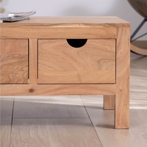 Table basse rectangulaire Vandana Golden Flow en acacia massif Nüma 100 cm avec tiroirs - Product Image 6
