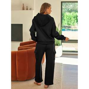 2025 femmes 2025 hiver 2 pièces ensemble à manches longues à capuche et Cargo pantalons de survêtement à jambes larges tenues d'automne avec confort et style - Product Image 2