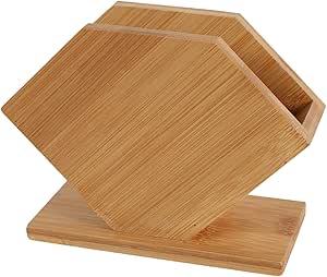 Porte-serviettes hexagonal en bois de qualité supérieure, supporté par une base rectangulaire, décoration de table de cuisine, taille moyenne - Product Image 4