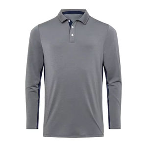 Polo de Manga Larga para Hombre, Corte Ajustado, Color Sólido, Cierre de Tres Botones, Suave, Elástico, Transpirable, Ligero, Informal, para Uso Diario - Product Image 5