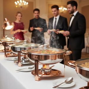 Elegante Juego de Recipientes para Buffet, Recipiente Redondo con Sistema de Calentamiento a Base de Gel para Catering y Fiestas al Mejor Precio - Product Image 2