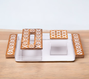 Juego de Bandejas Rectangulares para Cajas de Pañuelos de Madera/Madera de Palisandro/Acrílico, Diseño Árabe Hecho a Mano, Alta Calidad para Regalos de Ramadán, Eid, Bodas y Fiestas - Product Image 6