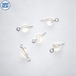 Conectores de Cuarzo Cristalino de Forma Libre - Cuentas de Piedra Natural con Doble Anilla Enrolladas en Alambre para Fabricación de Joyas - Product Image 1