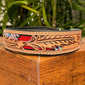 Wholesale Design Your Own Logo Hand Tooled Leather Hunting Dog Training Comfortable Collars Luxury Genuine Leather Pet Collars - Product Image 5