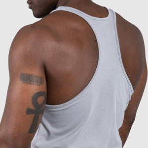 Camiseta sin mangas deportiva de algodón tejido para hombre, transpirable, de alta calidad, ecológica, con logotipo OEM personalizado, chaleco de gimnasio para hombre con pedrería. - Product Image 5