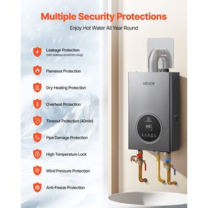 Scaldabagno a Gas Istantaneo Senza Serbatoio da 4,3 Galloni, 100.000 BTU, Controllo Intelligente della Temperatura con Display LED Chiaro, per Uso Interno - Product Image 5