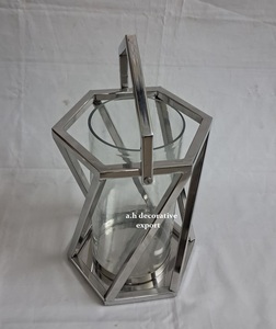 High-Quality Polished Metal Tabletop <b>Lantern</b> with Glass Chimney Glass <b>Lantern</b> for <b>Indoor</b> Luxury Decoration - Product Image 3
