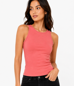 Camiseta sin mangas con cuello barco para mujer, personalizada OEM, material suave de punto de spandex/algodón, ropa de verano transpirable sin mangas de secado rápido - Product Image 6