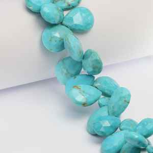 Turquesa Azul Natural de 13x9mm y 18x13mm, Cuentas Facetadas en Forma de Pera para la Elaboración de Joyería - Product Image 4