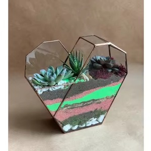 Terrarium en verre et métal design, élégant support de plantes d'intérieur, décoration géométrique pour la maison - Product Image 6