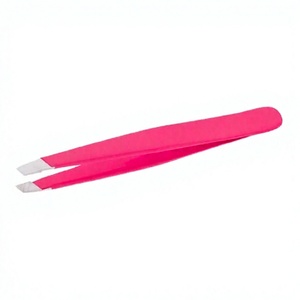 Pince à épiler rose en plastique à pointe fine, légère, style moderne, en acier inoxydable, professionnelle, colorée, pour sourcils, à pointe inclinée - Product Image 3