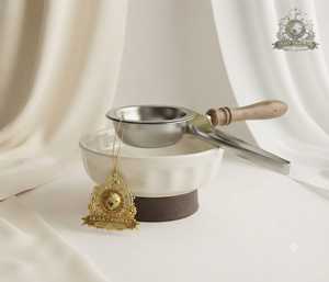 Plateau de service en bois avec brûleur d'encens en métal argenté et petit coffret – Ensemble de présentation de luxe pour table et maison - Product Image 5