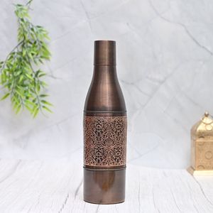 Bouteille d'eau en cuivre noir avec verre, design unique, cadeau idéal, bouteille en cuivre avec verre - Product Image 3