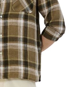 Men Olive Green And Beige Plaid Cotton Flannel <b>Shirt</b> Long Sleeve <b>Button</b> Down Casual Winter Checked <b>Shirt</b> OEM Factory Fit Wear - Product Image 6