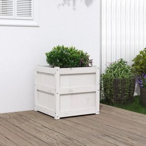 Jardinière en bois de pin massif blanc 19,7x19,7x19,7 po Pots et jardinières à fleurs - Product Image 1