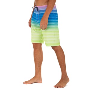 Shorts de bain décontractés pour hommes à séchage rapide avec cordon de serrage et poche, motif dégradé à rayures, parfaits pour la sublimation - Product Image 2