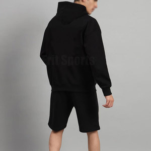 Cotton/Polyester Winter Two-Piece Breathable <b>Lightweight</b> <b>Hoodie</b> Shorts Set for Men Gym Training Customizable Size Casual Wear - Product Image 2