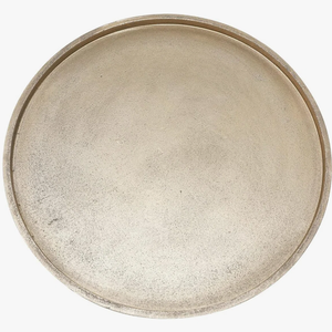 Plateau de service rond décoratif de luxe en aluminium brut, finition dorée, style rustique, pour la maison, les mariages et les hôtels - Product Image 1