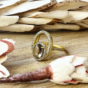 Trendy New Boho Geometric <b>Ring</b> Brass <b>Rings</b> For Women 18k Gold Plated Vintage <b>Statement</b> Quartz Fashion Jewelry Wholesale/OEM/ODM - Product Image 6