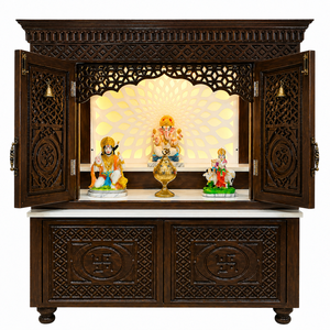 Modern Pooja <b>Mandir</b> Designs for Home Decor Unique Indian <b>Mandir</b> with Laser Cut Design Elegant Om Design Temple for Pooja Ghar - Product Image 5