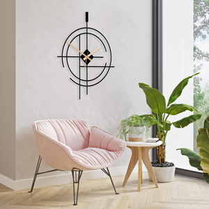Horloge murale moderne en métal, design géométrique circulaire, horloge contemporaine abstraite, décoration minimaliste pour le salon - Product Image 5