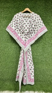 Vestido Kaftán Floral Rosa Premium para Mujer, Largo, Holgado, Ropa de Dormir, Estilo Boho, Estampado, para la Noche, Cómodo, para Primavera/Verano - Product Image 3
