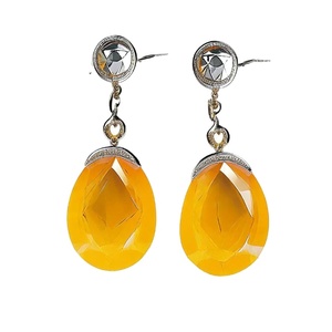 Nueva llegada hermosa joyería de moda de plata-Pendientes de gota de rodio negro y ónix amarillo a precio de fabricación - Product Image 1