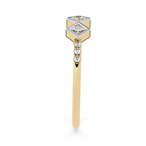 Minimalist Natural Princess Brilliant cut Diamond with Bezel <b>set</b> Band Kite shape 18k <b>gold</b> Design for wedding Fine Jewelry Women - Product Image 4