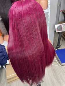 Luxury Bonestraight Vietnamese Hair Wig For Women Wholesale Factory Price <b>Burgundy</b> Color Transparent Lace Wig Affordable Price - Product Image 4