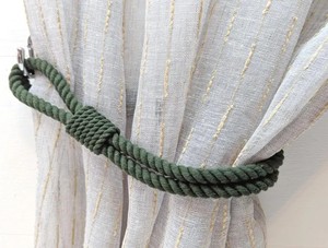 Curtain Holdback – Dark Green (Khaki) Cotton Rope Tieback for Natural & Rustic Interiors - Product Image 3