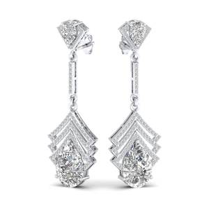 Pendientes REYES de Diseño Clásico con Corte de Pera, Moissanita de 10.75 Quilates, Cierre de Rosca, para Mujer, Oro Sólido de 14K, Joyería de Lujo - Product Image 1