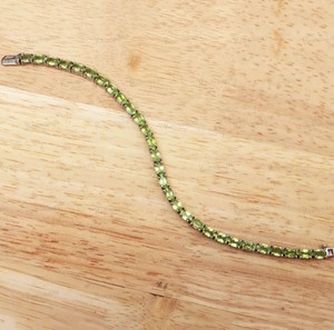 Natural Peridot Stone Oval Cut <b>Charm</b> Bracelet 925 Sterling Silver Gold Plated Green Gemstone Certified Luxury Jewelry Women - Product Image 3
