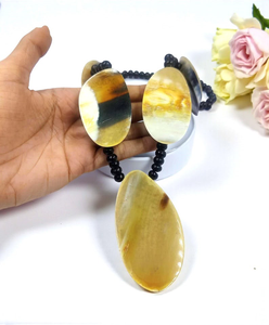 Handmade Real Buffalo Horn Necklace Unique Quality Classic Style Party Chain by Indian Artisans Natural Color Fashion - Product Image 1