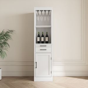 Mobile Bar Modulare per Vini in Colore Bianco con Vetrina Buffet e Credenza per Stoviglie per Sala da Pranzo - Product Image 4