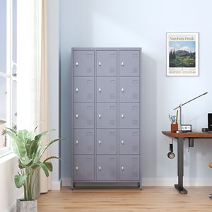 72 "H metallo armadietti 15 porta armadietto per la casa palestra ufficio e Garage grigio con facile montaggio blocco per i dipendenti - Product Image 2