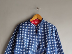 Chaqueta Acolchada para Mujer, Cuello Mao, Manga Larga, Algodón a Cuadros, Estilo Otoñal, Largo Regular, Cierre de Botones, Regalo para Ella - Product Image 4