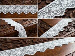 Offre Spéciale – Bordure en dentelle de nylon organza blanc de qualité supérieure – Motif floral ultra-léger avec bord festonné brodé pour - Product Image 2