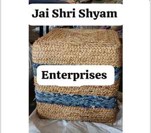 Pufs Cuadrados de Yute Hechos a Mano y Florero Decorativo Multifuncional para Sala de Estar - Product Image 3