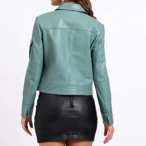 Veste en cuir noir pour femme, sur mesure, nouvelle mode, coupe slim, doublure en nylon, fermeture éclair, imperméable, coupe-vent, écologique - Product Image 4