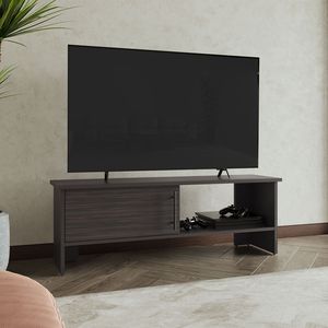 Mobile TV Navia da 47 Pollici in Noce Scuro con Un'Anta e Ripiano Aperto, Elegante Centro di Intrattenimento per Soggiorno - Product Image 1