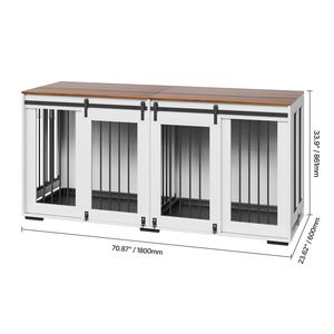 Mobile per cani 2-in-1 da 72 pollici XL con doppie porte scorrevoli, gabbia per cani di grandi dimensioni, supporto TV rimovibile per 2 zone/divisori - Product Image 2