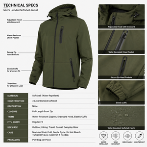 Chaqueta Ligera de Diseño Único para Hombre, Estilo Soft Shell con Cierre, Recubierta para Invierno, Personalizable OEM, Teñido Liso - Product Image 5