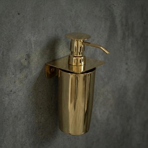 Distributeur de lotion mural en métal doré simple, idéal pour la salle de bain élégante, accessoire pompe à savon ou à lotion pour les mains - Product Image 1