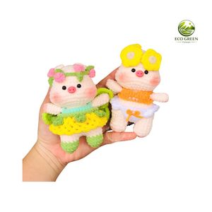Muñecos de Ganchillo de Pareja de Cerdos, Juguete de Peluche Amigurumi, Set de Niña y Niño de 4-6 Años, Temática de Animales y Naturaleza, Juguete de Costura y Tejido - Product Image 1