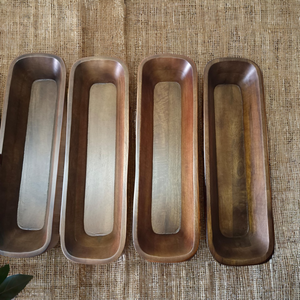 Portavelas Vintage antiguo largo y estrecho de madera de Mango Natural hecho a mano respetuoso con el medio ambiente contenedor relleno de cera de Navidad hogar - Product Image 4