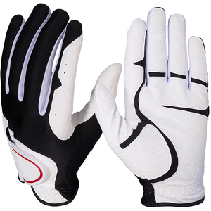 Guante de golf blanco y negro de cuero genuino para mano derecha, antideslizante, con cierre de tirar, unisex, deportivo - Product Image 3